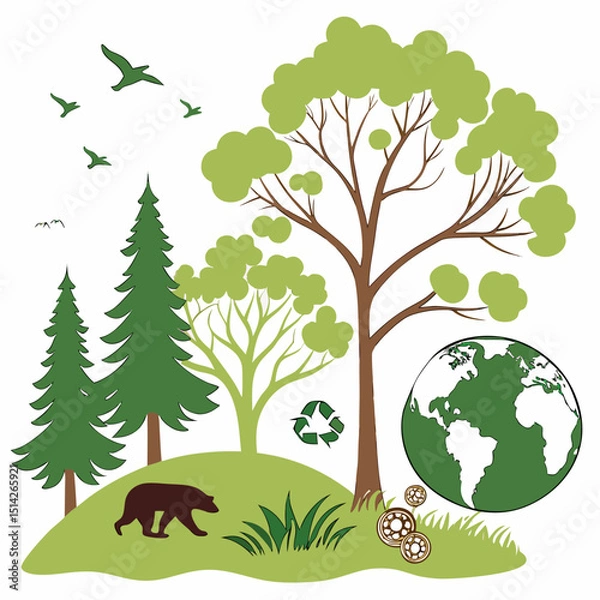 Obraz Green planet earth day nature conservation wildlife