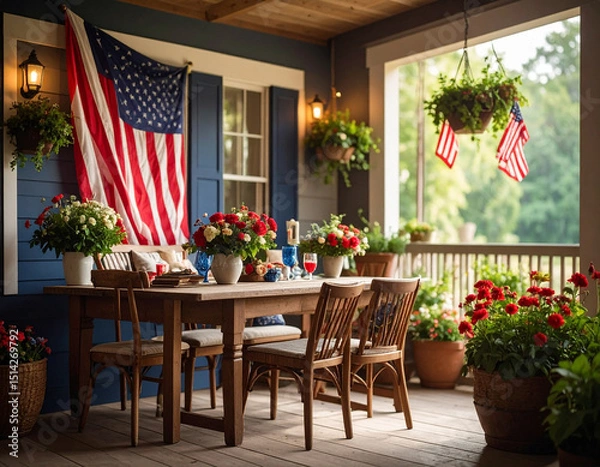 Fototapeta 4th of July Celebration – Independence Day of the United States Featuring Fireworks, American Flags, Patriotic Themes, and Festive Spirit. Perfect for Adobe Stock Contributor.

