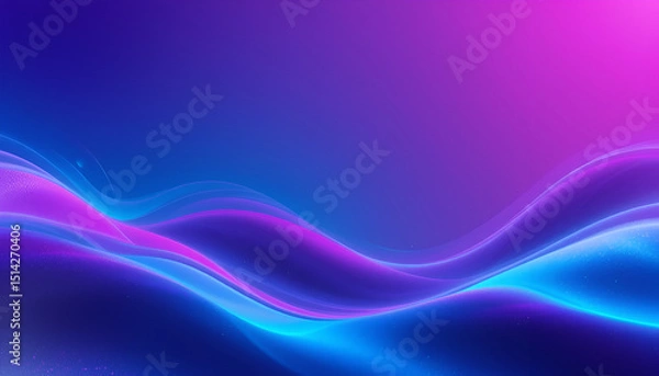 Fototapeta Vibrant futuristic gradient background with smooth transitions between neon blue, magenta, and purple tones, soft abstract waves and flowing shapes, perfect for tech presentations or UI design, high-r