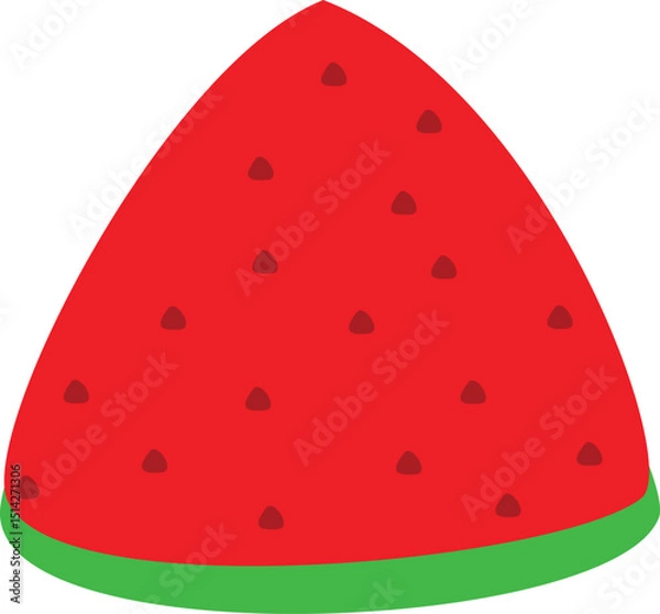 Fototapeta Juicy Watermelon Triangle Slice Vector Illustration in Flat Cartoon Style for Summer Fruit, Healthy Food, and Tropical Design