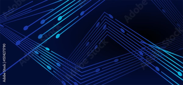 Fototapeta Abstract blue tech design, connected lines & dots
