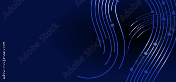 Fototapeta Dark blue, curved lines with dots