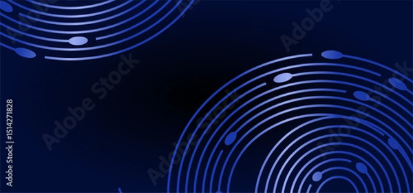 Fototapeta Blue arcs with connecting dots on dark gradient background