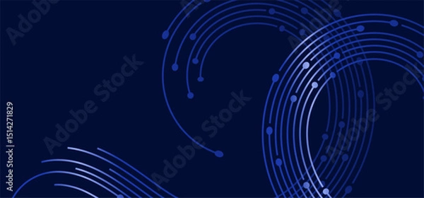 Fototapeta Navy backdrop w/ blue arcs & dots
