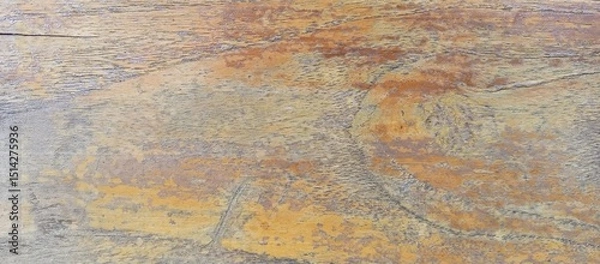 Fototapeta Distressed Wooden Surface with Faded Yellow Paint Texture