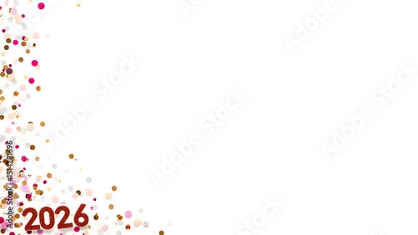 Obraz Elegant 2026 New Year design with festive gold and rose pink confetti