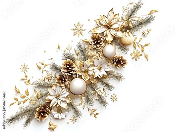 Fototapeta colorful gift boxes in green, red, and white wrapping with sparkling bows and ribbons, holiday decor with pine cones and ornaments, set on vivid green background with soft studio lighting 