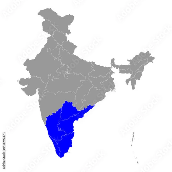 Fototapeta South India Vector Map