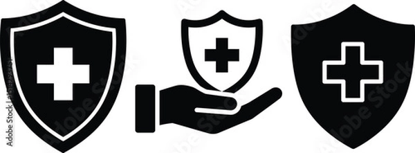 Obraz Medical shield icons representing healthcare safety and protection concepts for insurance and medical fields