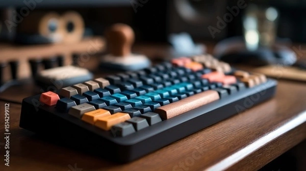 Fototapeta Colorful custom mechanical keyboard