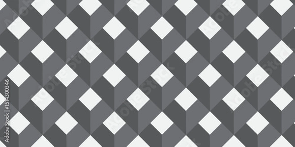 Fototapeta Seamless pattern with hexagon cube geometric pattern. Gray squares abstract cubic background. Vector mosaic and wall business design.	