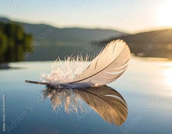 Obraz Feather reflecting on tranquil water
