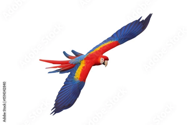 Fototapeta Colorful flying Scarlet Macaw parrot isolated on transparent background png file