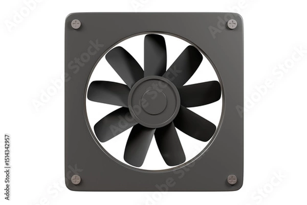 Fototapeta 3d Computer fan icon isolated on white transparent background. Technology Cooling System Computer Hardware concept. air flow system inside computer. Minimal cartoon modern air fan cooling. 3d render.