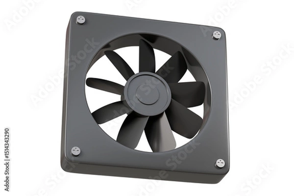 Fototapeta 3d Computer fan icon isolated on white transparent background. Technology Cooling System Computer Hardware concept. air flow system inside computer. Minimal cartoon modern air fan cooling. 3d render.