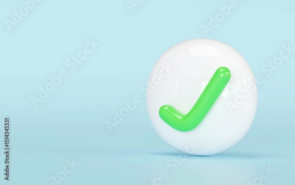 Obraz 3D checkmarks icon. Ideal for confirmation, approval and success concepts. tick marks symbols, Simple, clean and modern design. positive affirmation.