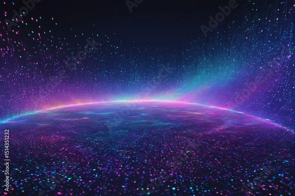 Obraz Futuristic Glowing Digital Landscape with Neon Colors. Generative AI.