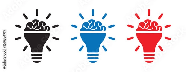 Fototapeta Power and Energy Concept – Lightning Bolt in Light Bulb Icon Collection