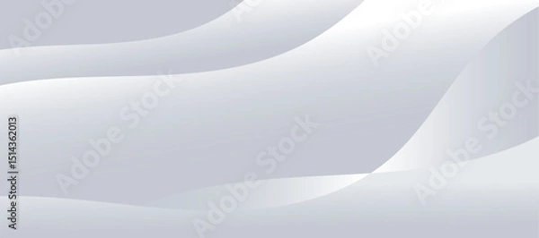 Fototapeta White and grey abstract background with smooth curves wave lines overlay.