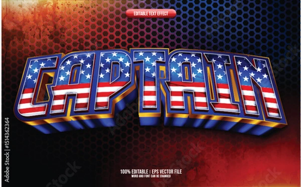Fototapeta Captain flag style 3D editable text effect