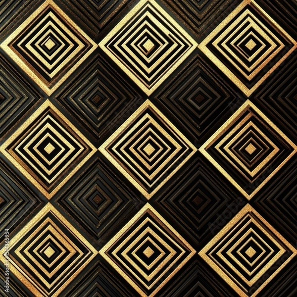 Fototapeta Seamless luxury gold diamond pattern square rhombus with striped lines background for wallpaper, card, print,  illustration