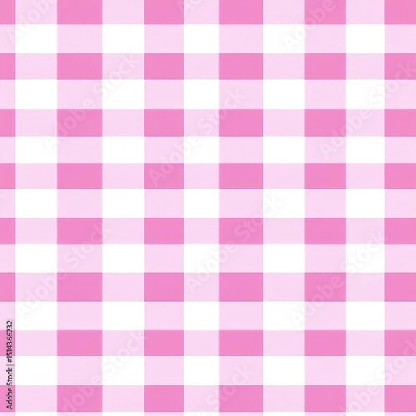Fototapeta Seamless pattern with pink gingham check, plaid repeat background for school, wallpaper, backdrop, poster, flyer, social post background, png white