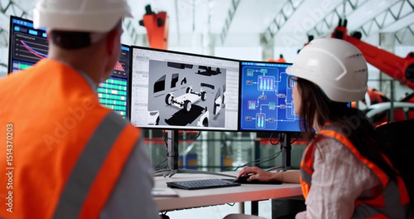 Fototapeta Developing Cutting-edge Automotive Technology With 3D CAD Software