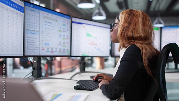 Fototapeta Businesswoman Utilizing Agile Project Management Software