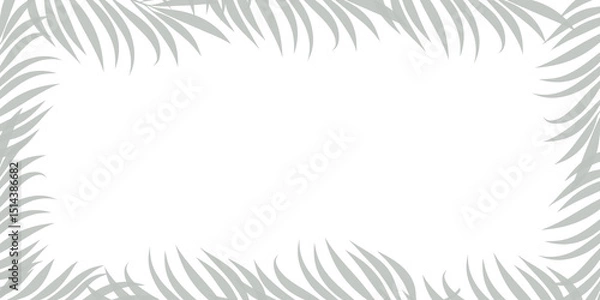 Fototapeta Elegant tropical palm leaf border frame in minimal grayscale design. Perfect for invitations, posters, greeting cards, or social media templates. Clean and modern botanical decoration.