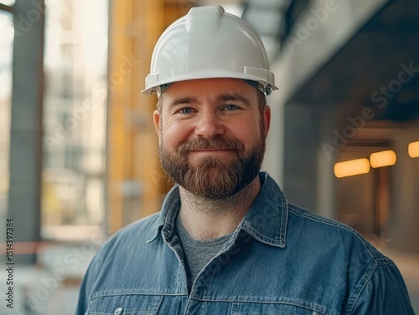 Obraz Civil engineer industry project manager engineer teamwork wear worker helmets hardhat on construction site