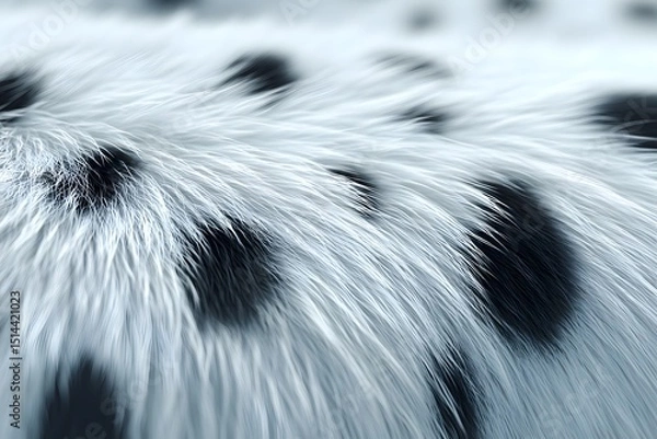Obraz Close up of Dalmatian Dog Fur Texture Black and White Spots Soft Hair