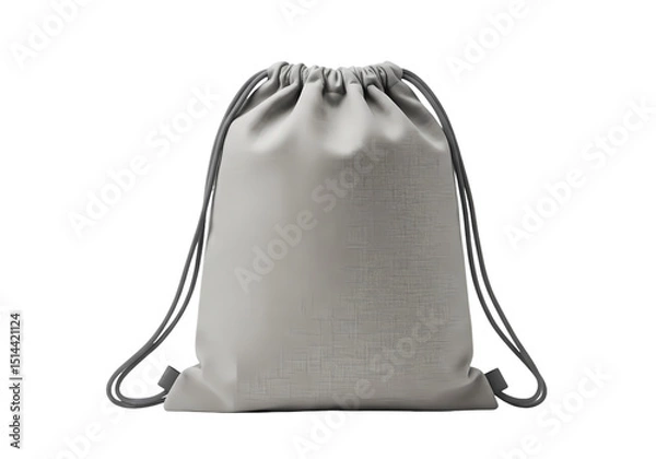 Fototapeta Grey Embossed Drawstring Backpack  Stylish  Durable isolated on transparent background