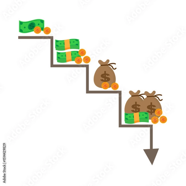 Obraz vector table showing the decline in currency value due to inflation