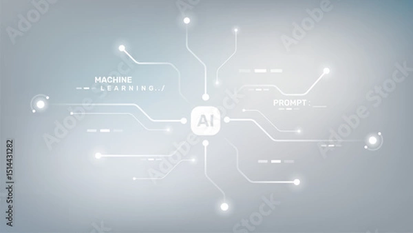 Fototapeta AI Circuit Vector with Digital Technology Electronic Data Network and AI Computer Background.