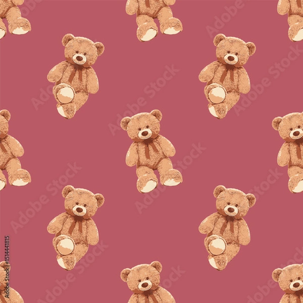 Obraz Seamless Teddy Bear Pattern 05 June 2025
