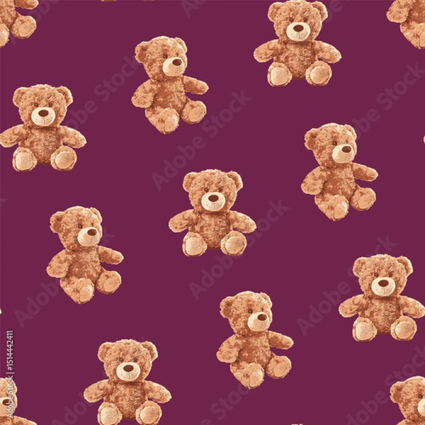 Obraz Seamless Teddy Bear Pattern 06 June 2025
