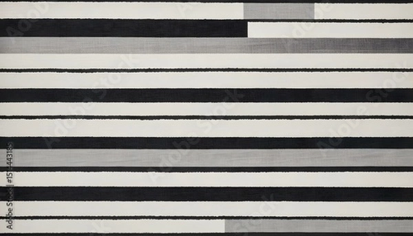 Fototapeta A visually striking composition showcasing a bold pattern of horizontal stripes in shades of black, white, and gray.