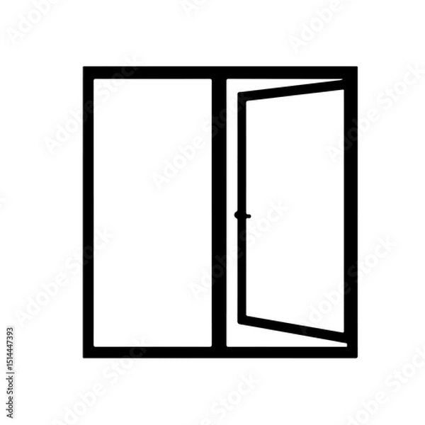 Fototapeta Open window silhouette vector flat illustration design.