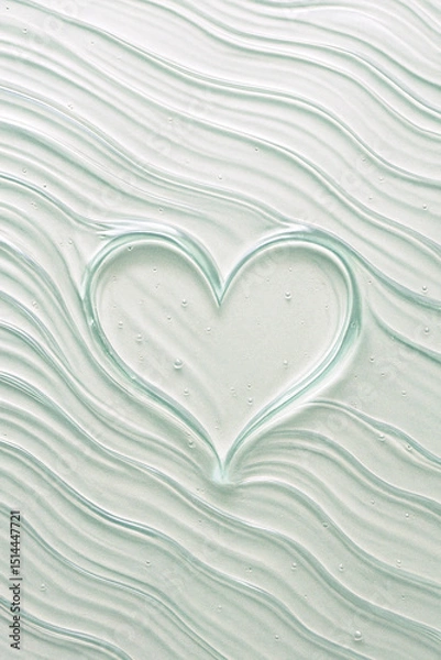 Fototapeta Love-Shaped Cream Gel Smears on Neutral Background – Minimalist Glossy Texture for Luxury Skincare or Cosmetic Product Mockups	