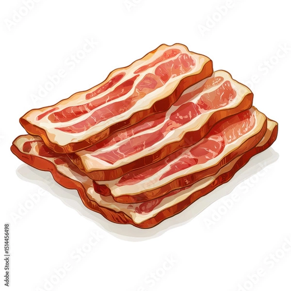 Fototapeta Flat style illustration of bacon, isolate on white background cutout png