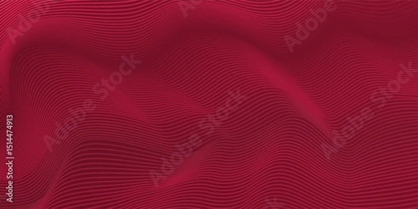 Fototapeta Abstract wave curve background in red. Stock vector 3D modern background for your presentation, poster, cover.