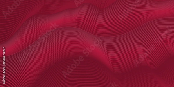 Fototapeta Abstract wave curve background in red color. Stock vector 3D modern background for your presentation, poster, flyer.