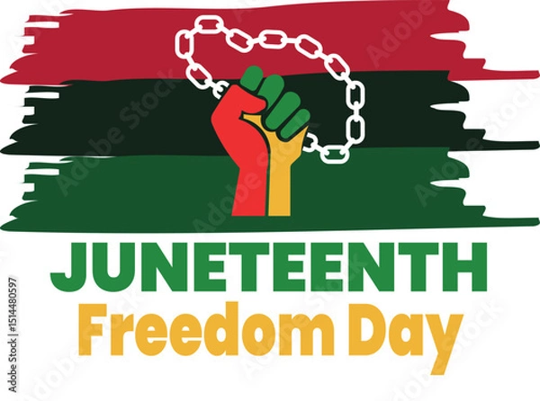 Obraz Juneteenth Freedom Day Shirt – Black Power Fist with Broken Chains and Pan-African Colors