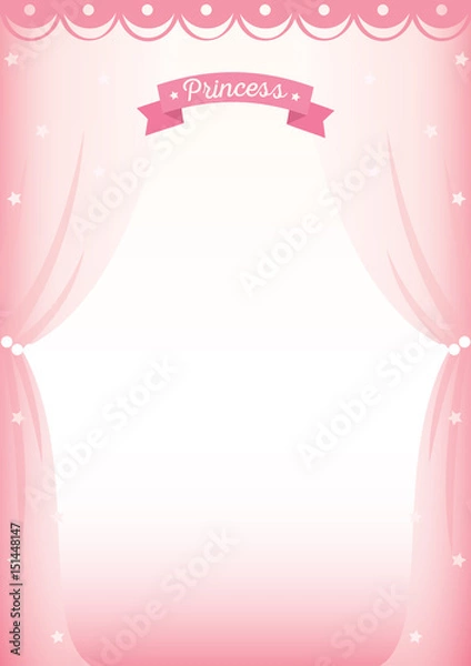 Obraz Princess frame with curtain pink background 
