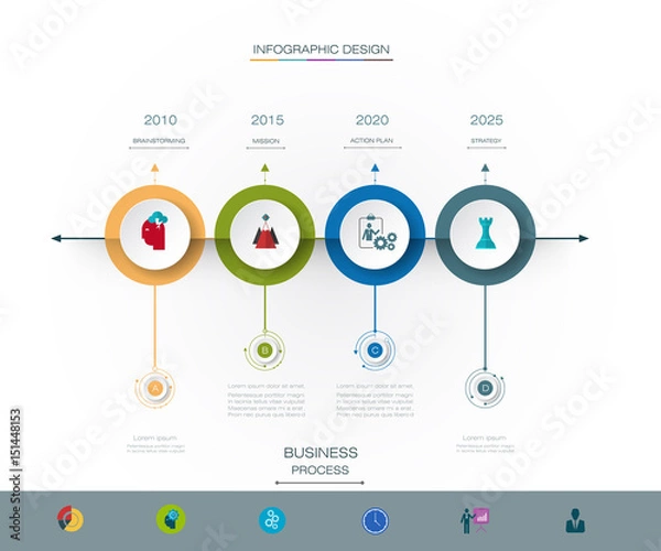 Obraz Vector infographics timeline design template with 3D paper label ...