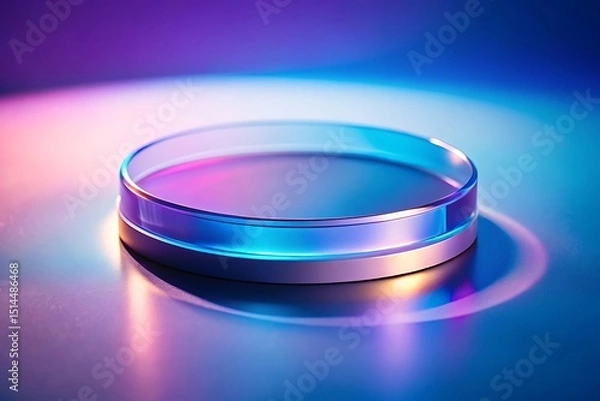 Obraz Abstract glass circle with vibrant gradient lighting creating a modern and futuristic design element for backgrounds and artistic compositions