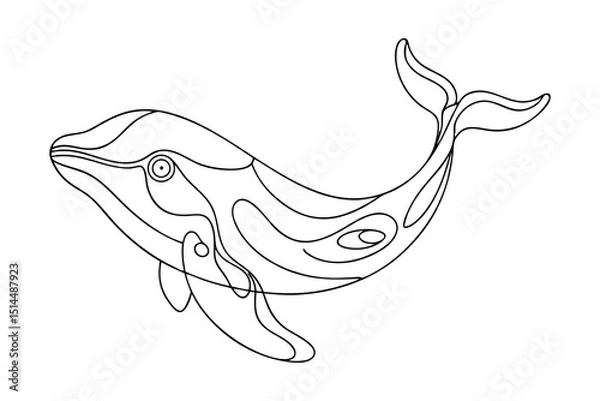 Obraz Large Whale Outline Vector for Marine Theme