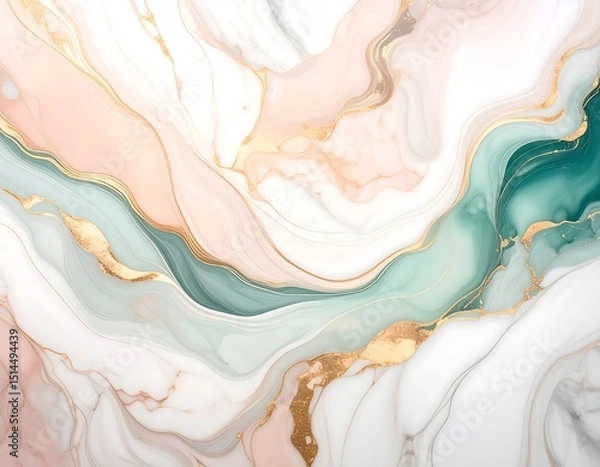 Obraz Abstract fluid art with soft colors and gold