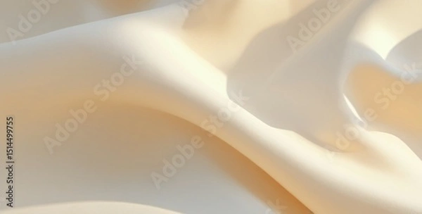 Fototapeta Cream fabric folds background. Soft beige gradient, minimalist abstract texture for elegant design.