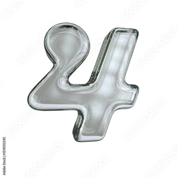 Fototapeta Number 4 3D render with diamond material